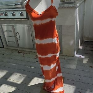 Orange Tie-Dye Maxi Dress